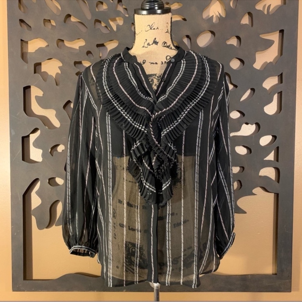 WHBM Sheer Ruffle Blouse